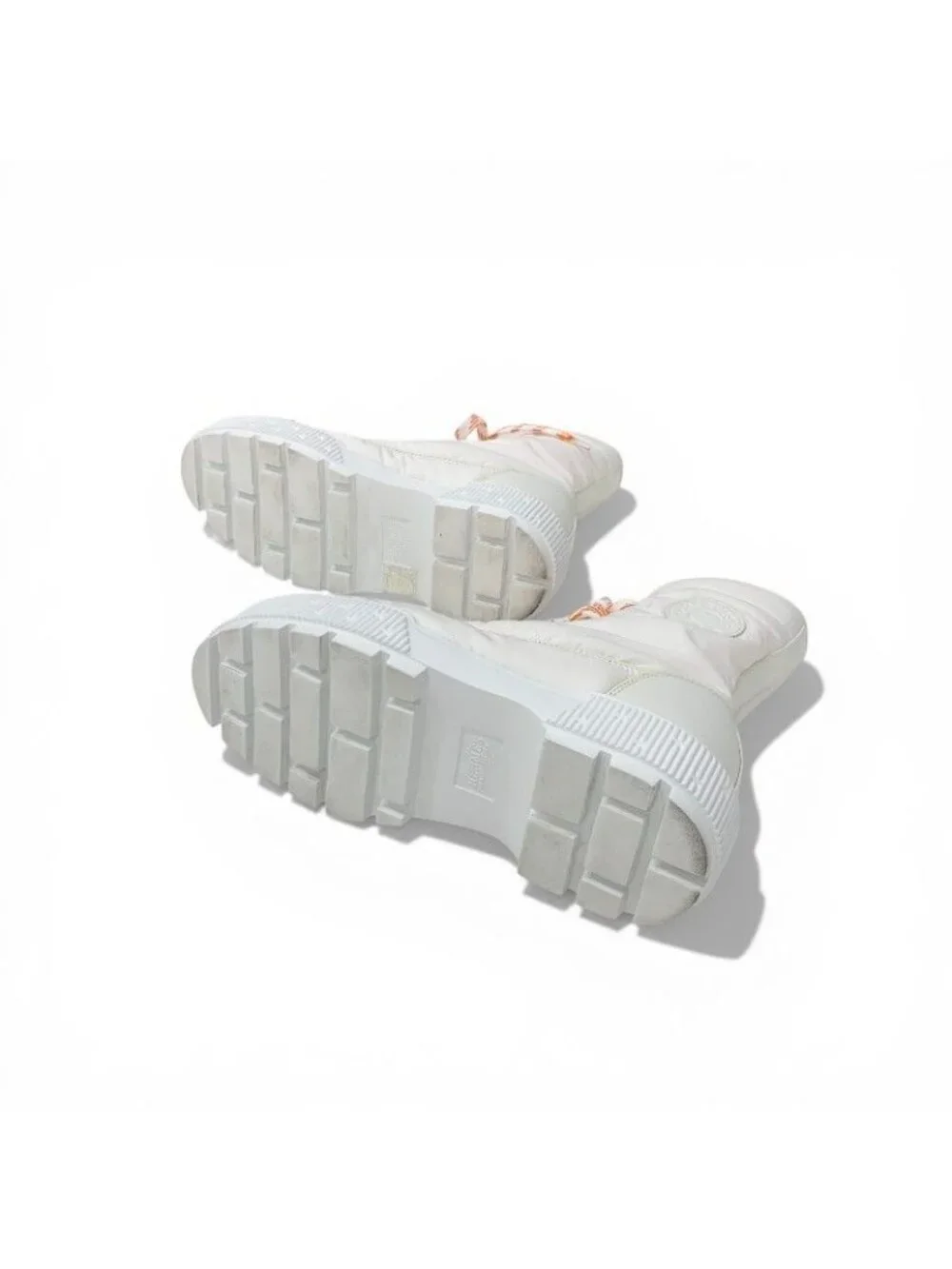 Hermes Fresh Boots Short Shoes Nylon Leather White Orange Lace